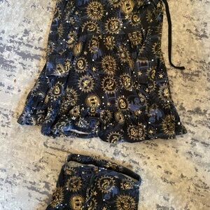 Stylish Blue and Gold Kids Skirt Set